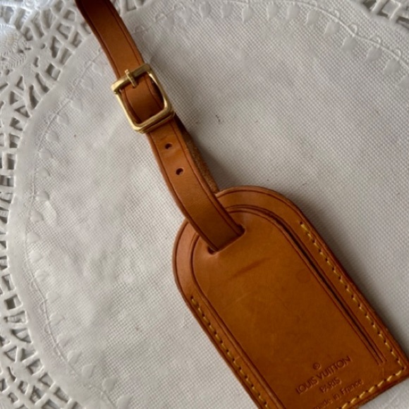 Vintage, Louis Vuitton Tan Leather Handbag -Luggage Name Tag - Picture 1 of 11